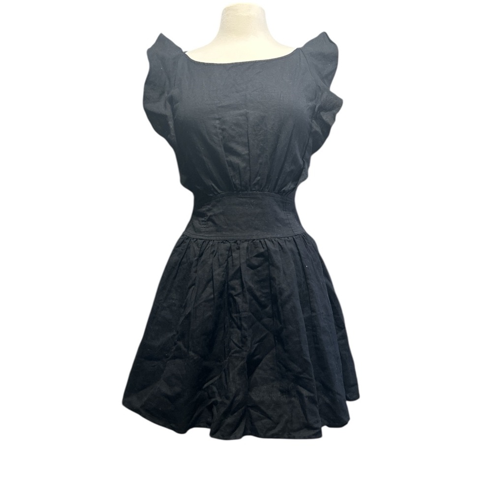 Free People Linen Black Ruffle Dress